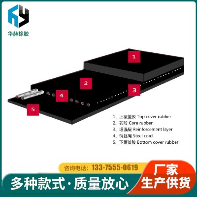 销售青岛橡六输送带 钢丝绳提升带打孔带 斗式提升花纹橡胶输送带 10米